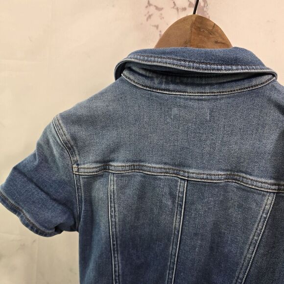 Good American Jumpsuit Womens 1 Small Denim Coveralls Zip Bootcut Jeans Stretch - Picture 7 of 14